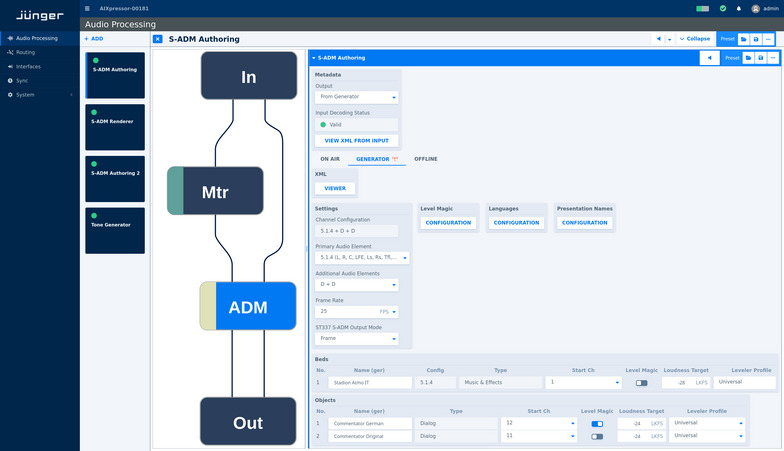 flexAI S-ADM Authoring Screenshot